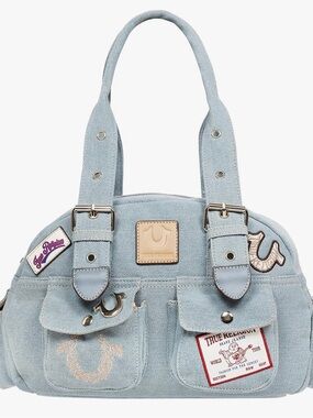 True Religion Light Denim Patchwork Shoulder Bag